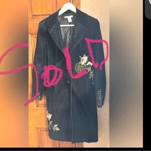 Cabi Embroidered Cotton Velvet Coat 4 Black Stunning